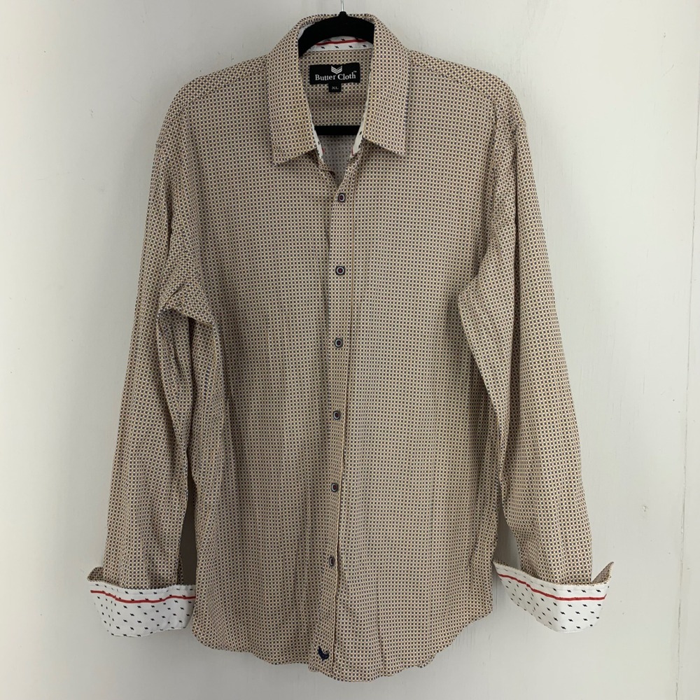 Butter Cloth Mens XL Office Preppy Earthy Long Sleeve Cotton Button Up Shirt